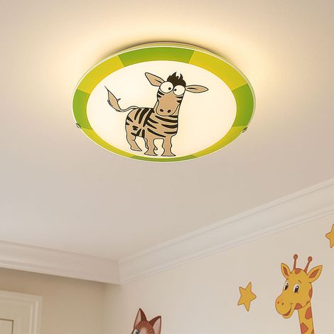 Jugend Wand lampe Kinder Zimmer Motiv Zebra Muster Streifen grün grau im Set inkl. LED Leuchtmittel (1/5)