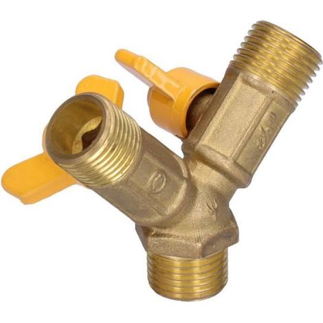 Robinet À Tournant Sphérique - 3 Voies - Filetage G1/2 - Laiton - Intérieur - 1 Pièce (1/4)