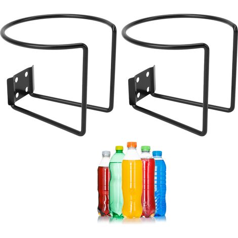 Porte-bouteille mural universel 2 pièces multifonction en acier inoxydable noir pour bateau yacht camion voiture appartement RV (1/5)