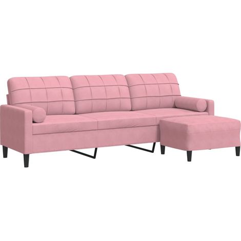 Canapé à 3 places，Sofa pour Salon，Banquette avec repose-pieds Rose 210 cm Velours CFW547751 (1/5)
