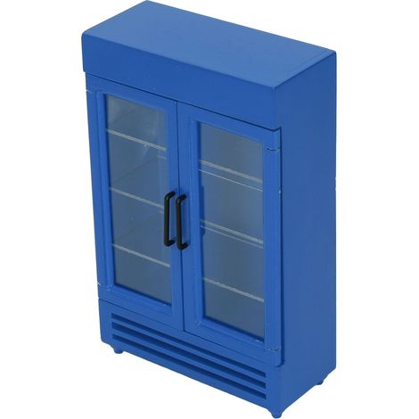 Puppenhaus-Kühlschrank-Simulation, exquisiter tragbarer Miniatur-Holzkühlschrank für Puppenhäuser im Maßstab 1:12, blau (1/5)