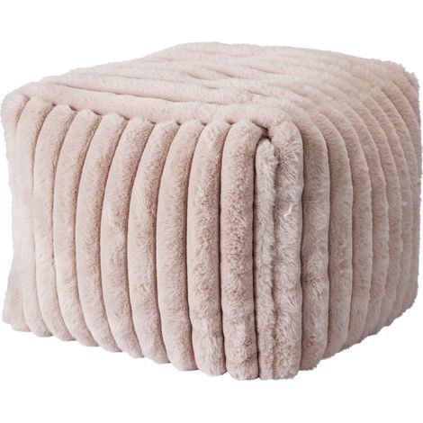 Pouf rembourré en fausse fourrure, 38 x 38 x 28 cm (1/3)