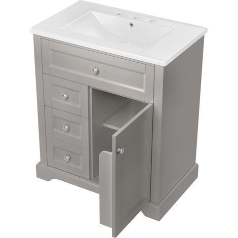 Badunterschrank mit Keramikwaschbecken 76 x 46 x 87 cm Grau MDF (1/5)