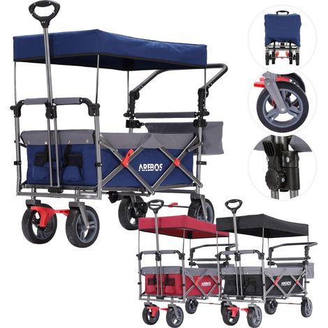 Arebos – Chariot de jardin pliant premium avec toit amovible – Charge maximale 100 kg – Dimensions 123 x 56 x 103 cm – Tissu Oxford 600D résistant (1/9)