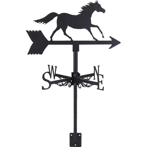 Outdoor Garden Weathervane Galloping Horse Ornament Weathervanes Metal Weathervane Wind Measuring Tool Black for Roof, Yard, Garden, Farmhouse, Outdoor Decoration, Outdoor Deco (1/5)