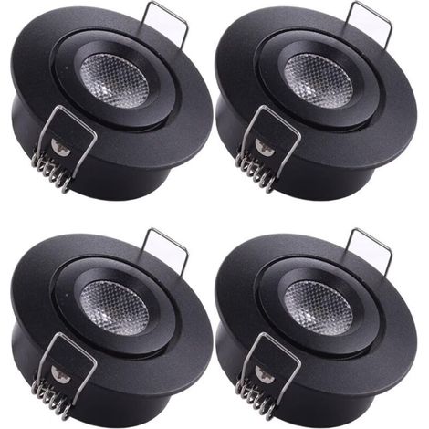 YMYNY 4 Mini Recessed Spotlights, LED Ceiling Recessed Spotlight Lamp 1W Warm White 3000K for Showcase Ceiling Kitchen Cabinet DIY Lighting etc (1/4)