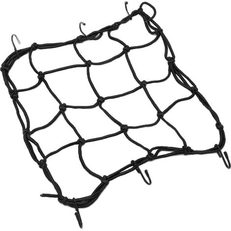Filet de chargement en nylon résistant et élastique avec crochets pour vélos de route, VTT, motos et véhicules électriques - Noir