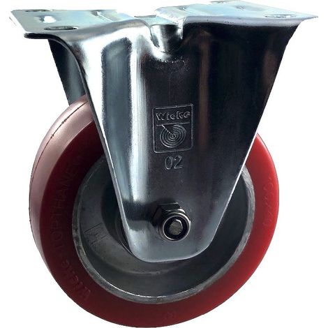 Roulette fixe diamètre 100 mm polyuréthane SOUPLE REDTHANE® ROUGE - 200Kg (1/2)