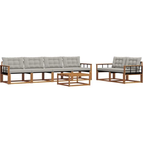 Conjunto de sofás de exterior 7 pcs Gris Natural y Claro vidaXL (1/5)
