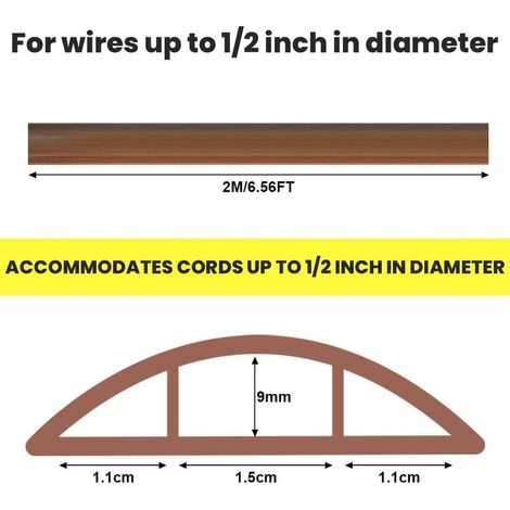Passe Câble Sol D’Usage Léger, 2m 22 22 5.1cm Passage Plancher, Goulotte Protection des Fils avec 3 Passages pour Câbles, pour Utilisation dans Les Bureaux Les Usines Les Entrepôts(Noyer) (1/5)