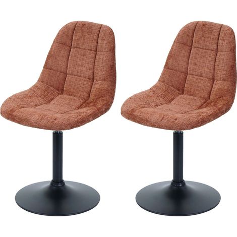 2er-Set Esszimmerstuhl HHG-837, Küchenstuhl Stuhl Drehstuhl, Stahl MVG Stoff/Textil Chenille (465g/m²) terrakotta