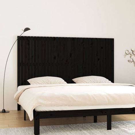 Wand-Kopfteil Schwarz 204x3x110 cm Massivholz Kiefer vidaXL