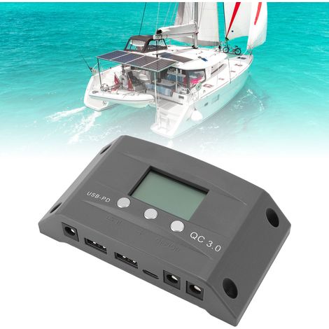 [Solarregler] 12V/24V Auto-Adaptive MPPT-Laderegler mit zwei USB-Anschlüssen und LCD-LED-Anzeige für Camping – 50A (1/5)