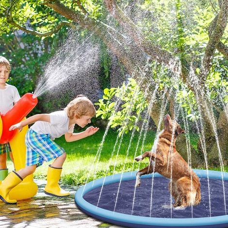 Regenbogen Wasserspielmatte Mit Sprinklern – Rutschfeste PVC-Matte, Klappbar, 175 X 163 Cm, Mit 32 Düsen & Tragetasche, Perfekt Für Garten, Pool, Camping – Für Kinder Ab 3 & Hunde
