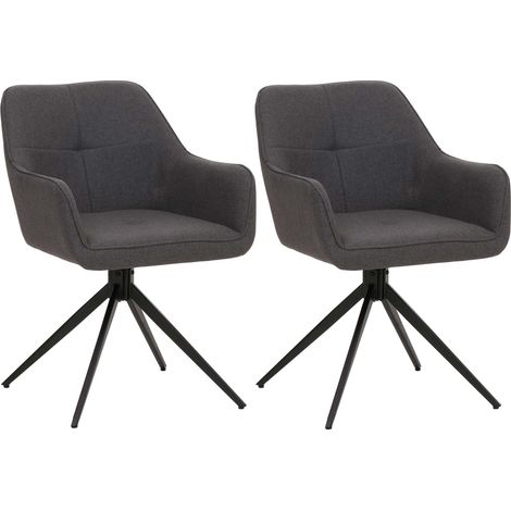 Lot de 2 chaises de salle à manger HWC-O47 chaise de cuisine avec accoudoirs tissu 270 g/m2 - gris (1/2)
