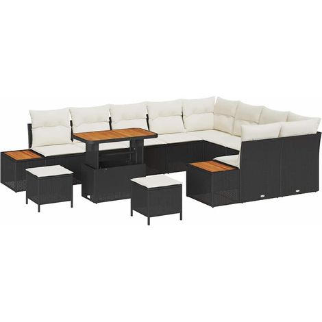 Maison Exclusive - Set Divano da Giardino con cuscino 12 pcs Nero Poly Rattan