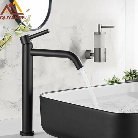 Black Chrome Basin Faucet, Tall Slim Basin, Bathroom Faucet, Hot And Cold Water Mixer Tap, Sink Crane Bathroom Faucet (1/3)