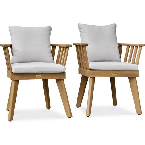 LISO - 2er-Set Gartensessel mit Kissen - Akazie - REMARQUABLE