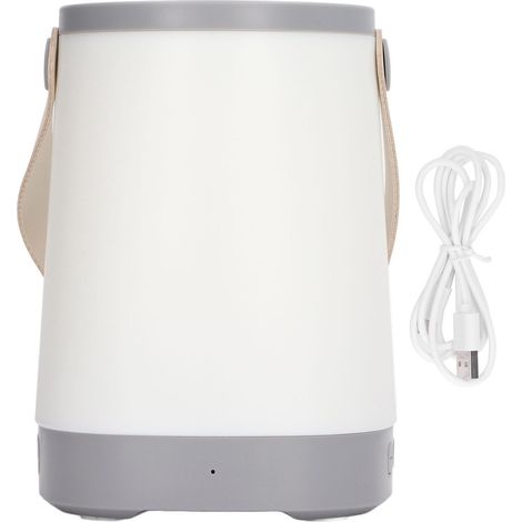 Veilleuse bébé rechargeable USB – gris – 7 couleurs – haut-parleur – lampe chevet / camping portable