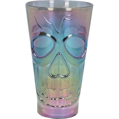 Vaso de plástico con forma de calavera iridiscente