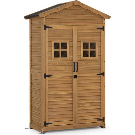 M MCombo Gartenschrank Gartenhaus Holz Wetterfest, Geräteschrank Gerätehaus Outdoor, für Außenbereich Garten Terrasse,1152 (Natur) (1/4)