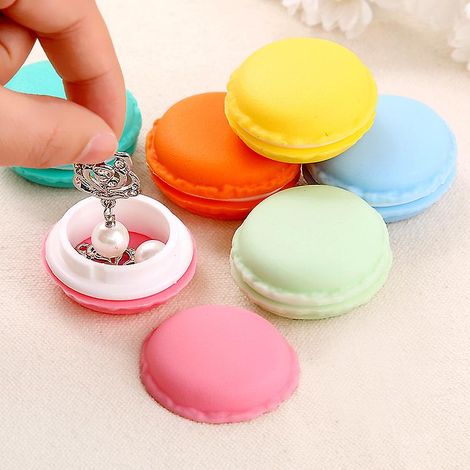 Ensemble coloré de 6 petites boîtes de rangement en forme de macarons pour bijoux et colliers (1/4)