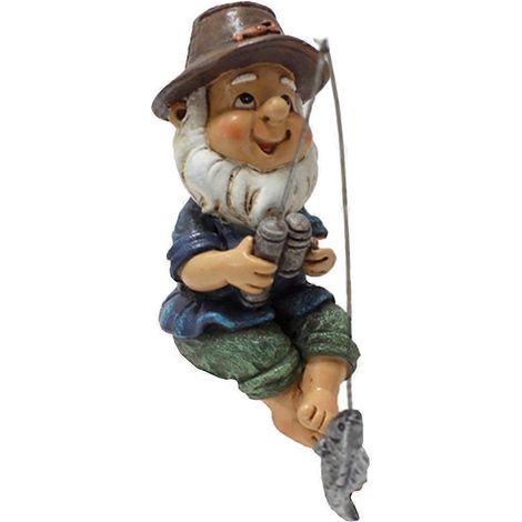 Statue de nain pêcheur, ornement de jardin en résine, compatible avec la décoration extérieure (1/5)