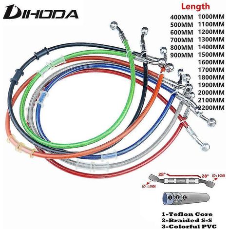 Durite hydraulique renforcée de haute qualité (400 à 2200 mm) pour frein et embrayage de moto, compatible quad, dirt bike et moto cross (MX) - 1000 mm (1/5)