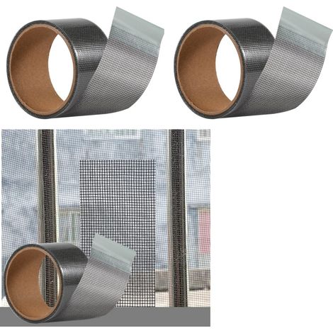 Ruban de réparation - Gris - 4 mètres - Ruban de réparation pour moustiquaire - Réparation de moustiquaire de porte/fenêtre - Ruban anti-mouches (1/5)