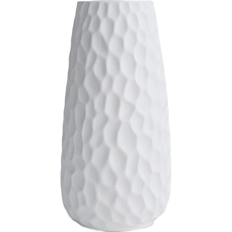 Vase - Céramique - Blanc - 12,4 x 25,5 x 7,5 cm - Pour Décoration Intérieure Maison Bureau Hôtel - 1 Pièce