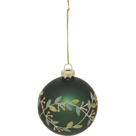 Boule de Noël "Branche de Gui" 8cm Vert (1/2)