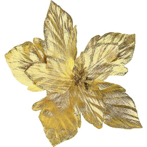 Goldener Weihnachtsstern am Stiel - Weihnachtsbaumblüten 30 cm (1/5)
