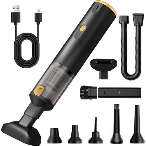 Handheld Vacuum Cleaner, Rechargeable Power Portable Vacuum Cleaner with 2 Suction Modes, Multi-Nozzles, Blowing and Inflating for Car, Office, Keyboards