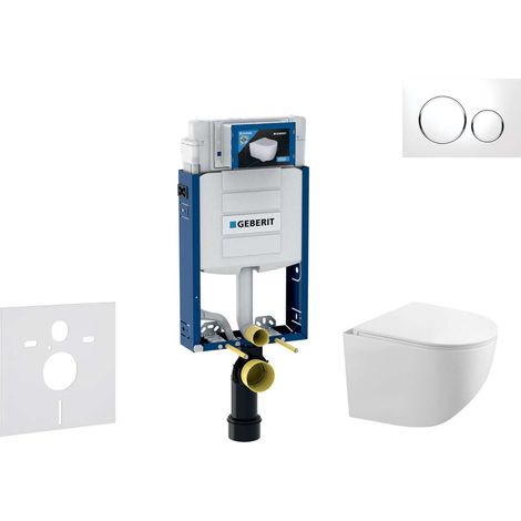 Geberit Kombifix - Conjunto de módulo de instalación empotrada, inodoro Gaia y asiento softclose, pulsador de descarga Sigma20, blanco/cromo SANI15CA3114 (1/5)