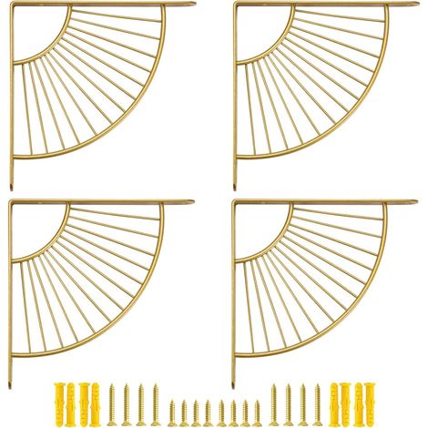 Lot de 4 petits supports d'étagère décoratifs en laiton de 15,2 cm, décoration murale dorée, support d'étagère moderne de 15 cm pour étagères flottantes à faire soi-même, doré (1/5)