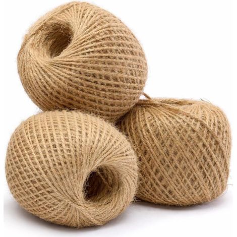 Ficelle Jute Naturel - Lot 3 Pelotes 75m - Diamètre 2mm - Dévidage Intérieur - Jardin Loisirs Créatifs (1/4)
