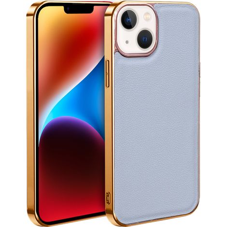 Étui pour iPhone 14, cuir de vachette, gris (1/4)