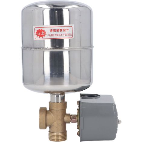 Druckschalter für 110V-230V Wasserpumpe, Set mit Edelstahl-Druckbehälter und Kupfer-Rückschlagventil (1/5)