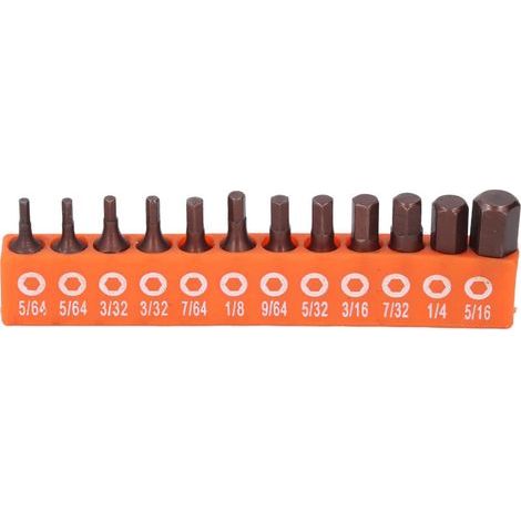 Jeu d’embouts hexagonaux 1/4″ pour perceuse et tournevis électrique – acier S2, 25 mm, 12 pièces avec support (1/5)