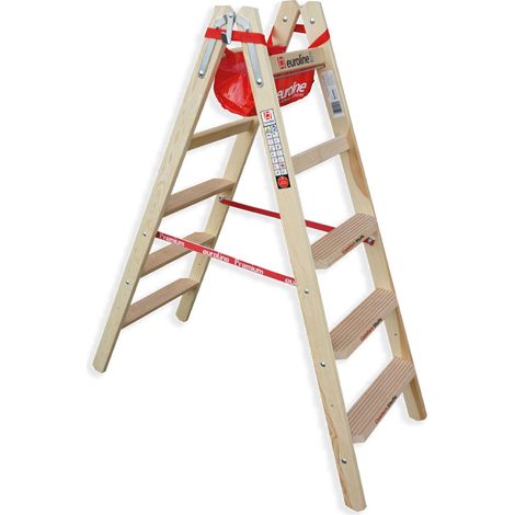 Euroline Holz Stufenstehleiter mit Comfort-Stufen mit Werkzeugablage 2x5 Stufen (1/5)