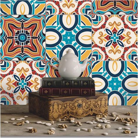 1 PACK,Estilo Europeo Pegatinas De Mosaico Azulejo Cocina Baño Decoración Del Piso Mural Art Decals Wallpaper Decoración Para El Hogar Pet Etiqueta De La Pared