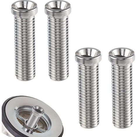 KZQ Set di 4 viti per cestello filtro lavello in acciaio inox da 30 mm M12, viti di scarico per lavello, viti per cestello filtro lavello, tappo per filtro lavello - Argento (1/4)