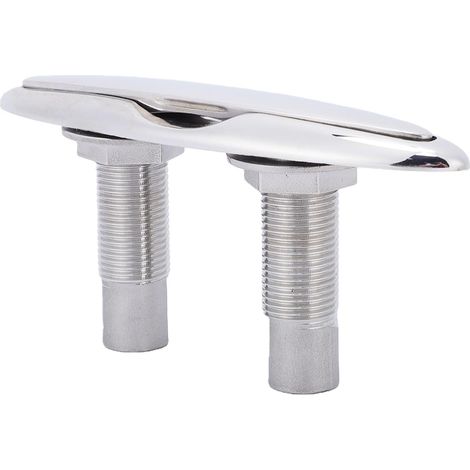 Retractable Boat Cleat in 316 Stainless Steel, Flush Mount, Pull-Out Dock Cleat with Mirror Polished Support Plate for Marine Yacht Pontoon (1/5)