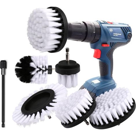 Lot de 6 brosses de Nettoyage pour perceuse, visseuse sans Fil, kit de Nettoyage pour Jantes, Baignoire, carrelage, Cuisine, Voiture, Coins de canapé et Barbecue (1/5)