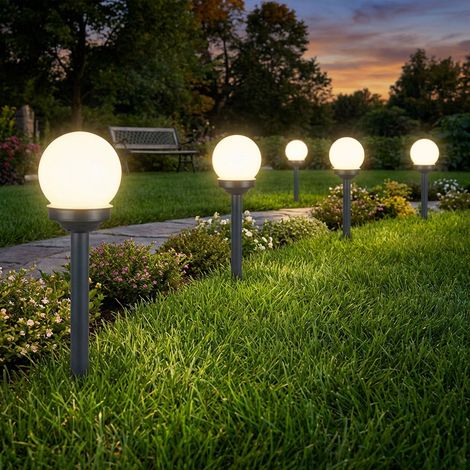 Kugelleuchte Solar 10 cm Solarleuchte Kugel Garten LED Gartendeko Solarkugel für Außen klein, Leuchtdauer ca. 6-8 Stunden, H 38 cm, 5er Set