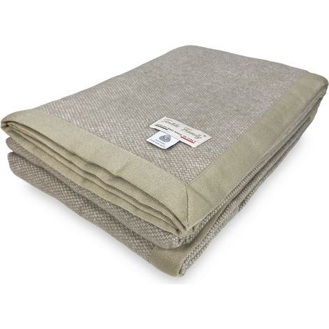 COPERTA leggera PRIMAVERILE NANTES estiva IN LANA MERINO FINE matrimoniale 2 PIAZZE tortora