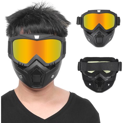 Lunettes de moto avec masque détachable, protection pour la pratique du vélo en extérieur (rouge) (1/5)