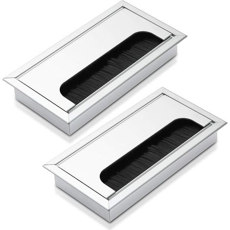 Lot de 2 passe-cables - En aluminium - 160 x 80 mm - Couleur : argent (1/5)