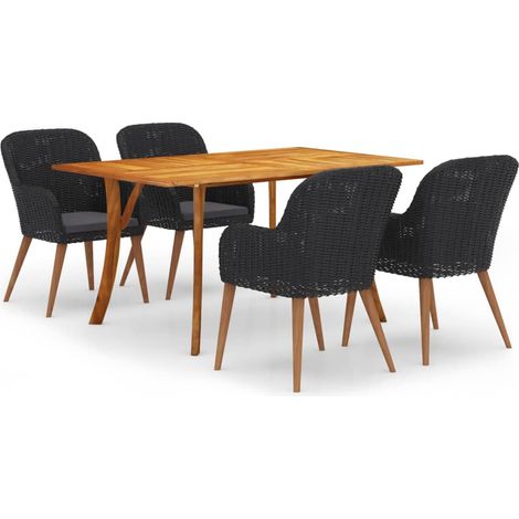 Juego de comedor para jardín 5 piezas negro vidaXL (1/5)