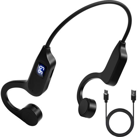 1 Casque conduction osseuse, Bluetooth 5.2, étanche IPX5, micro HD, sport, jogging, vélo, 8h autonomie (1/5)